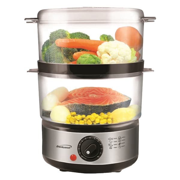 Brentwood TS-1005 400-Watt 5-Qt. 2-Tier Electric Food Steamer with Steam Trays and Lid