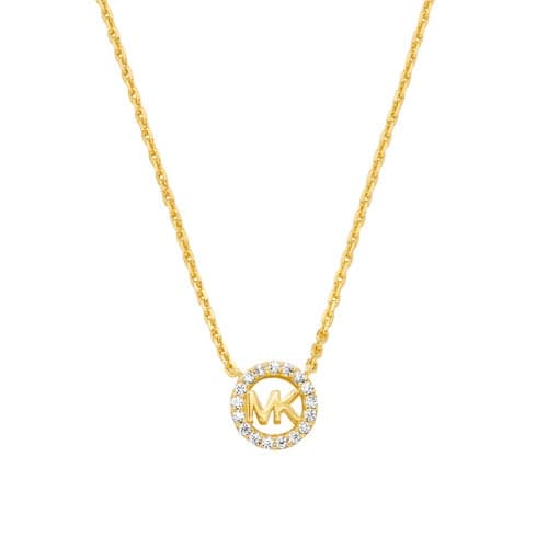Premium Sterling Silver MK Logo Pendant Necklace Gold