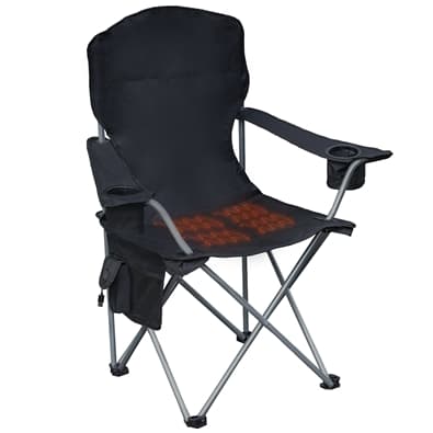 Deluxe Heated Folding Quad Chair, Black